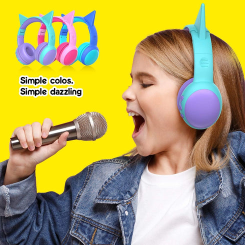 gorsun Bluetooth Kids Headphones with Microphone,Children's Wireless Headsets with 85dB Volume Limited Hearing Protection,Stereo Over-Ear Headphon...
