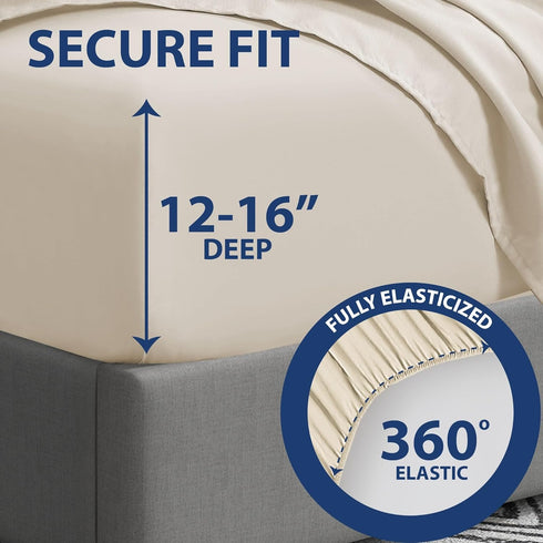 Home Collection Micro Caress Luxurious Sheet Set, 90GSM 4 -Piece Cal King Size with 2 Additional Pillowcase, Cream Color...
