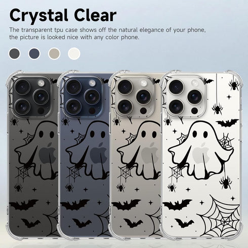 YEPO Halloween Case for iPhone 15 Pro Max Clear Fashion Designs Phone Cover Women Girls, Stylish Slim Shockproof Bumper Flower Protective Phone Ca...