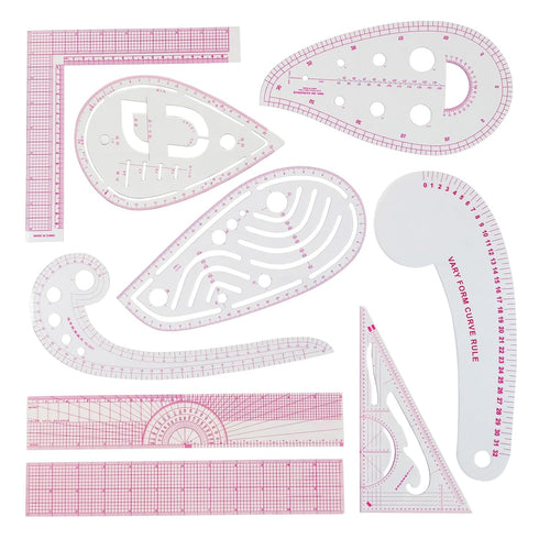 Fashion Clear Metric Sewing Ruler Set, French Curve Pattern Ruler Kit for Beginners Tailors Designers (A-9-Piece Set)...