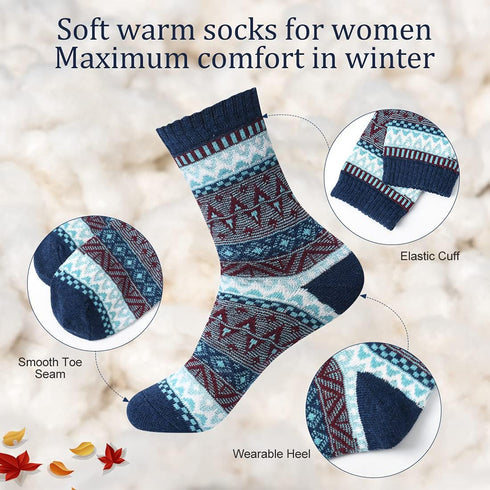 MORECOO Womens Winter Socks - Gift for Women - Thick Wool Socks Soft Warm Casual - Women Socks Gift Socks 5 Pairs...