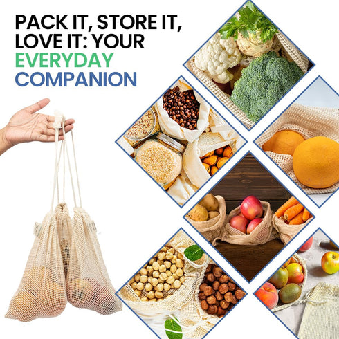 Mesh Produce Bags |Cotton Mesh Bags for Vegetables| Reusable Produce Bags Onion Storage Bags | Mesh Grocery Bag Vegetable Bag Fruit bag Food Bag| ...