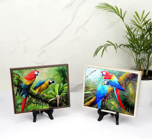 Petutu 6 Pack 4 Inch Wooden Display Stand Plate Easels Holder (Black)...