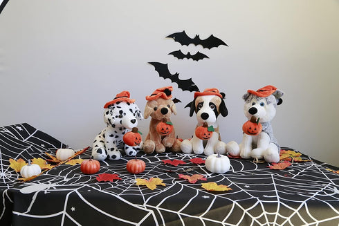 Plushland Halloween Pawpals 8 inches Puppy Dog Plush Stuffed Toy Comes with Hat and Halloween Jack O Lantern - Pumpkin for Kids on This Holiday (L...