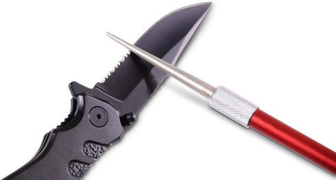 Retractable Diamond Sharpening Rod - Serrated Knife Sharpener - Ultra Portable, Mini Pocket Knife Sharpener - Multifunctional Knife Sharpening Rod...