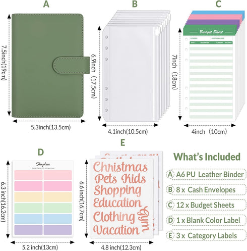 SKYDUE Budget Binder with 8pcs Zipper Envelopes,Money Organizer for Cash with 12pcs Expense Sheets & 24 Rose Gold Sticky Labels...