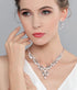 EVER FAITH Women's Crystal Simulated Pearl Leaf Vine Necklace Earrings Set Clear Silver-Tone...