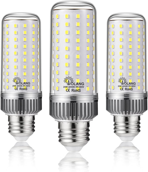 E26 LED Bulb,20W LED Corn Light Bulb 180W Equivalent 6000K Daylight White 2000LM Non-dimmable Flicker Free Ceiling Fan LED Corn Bulb for Indoor Ou...