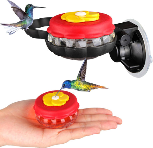 ORIENTOOLS Handheld Hummingbird Feeders with Window Mount Suction Cup Small Glass Hummingbird Feeder for Outdoors, Window or Handheld or Tabletop ...