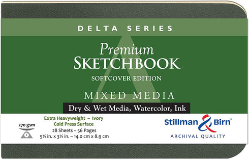 Stillman & Birn Delta Series Softcover Sketchbook, 5.5" x 3.5", 270 GSM (Extra Heavyweight), Ivory Paper, Cold Press Surface...