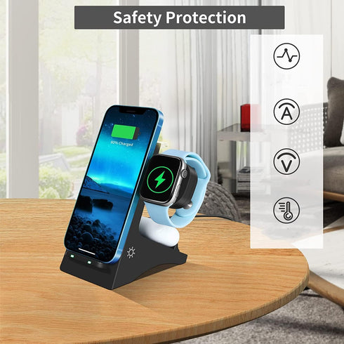 Wireless Charger, 4 in 1 Fast Wireless Charging Station with Night Light, Compatible with iPhone 14, Compatible with Samsung Galaxy Series, Chargi...