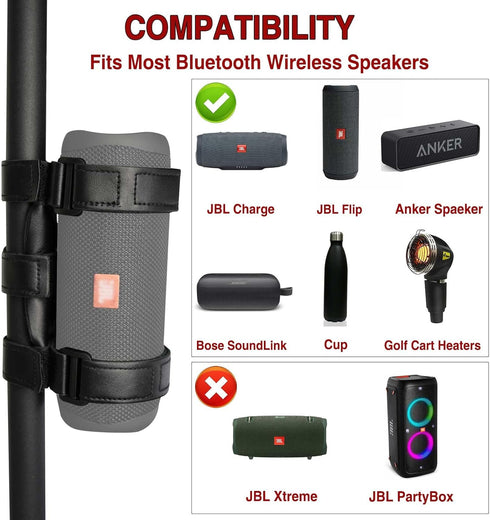Portable Golf Cart Speaker Mount with Adjustable Strap Fits Most Bluetooth Wireless for Golf Cart Accessories Compatible with Golf Carts Bikes ATV...