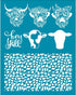 OLYCRAFT 4x5 Inch Dairy Cow Clay Stencils Highland Cow Silk Screen for Polymer Clay Cow Pattern Silk Screen Stencils Mesh Transfer Stencils for Po...