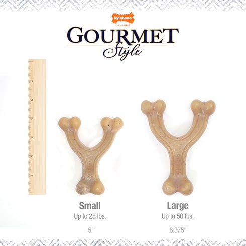 Nylabone Gourmet Style Strong Chew Wishbone Dog Chew Toy, Chicken Flavor, Small/Regular (1 Count)...