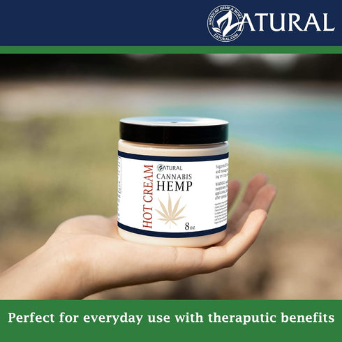 Zatural Hemp Hot Cream Massage Joints and Muscles and Body Wraps Essential Oil Blend, Aloe, Hemp, and More (8oz jar)...