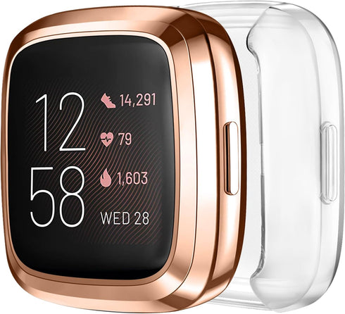 Tobfit 2 Pack for Fitbit Versa 2 Screen Protector Case, Soft Plated TPU Full Around Sensitive Touch Protective Cover for Fitbit Versa 2 Smartwatch...
