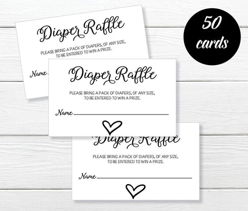 All Ewired Up 50 Gender Neutral Watercolor Heart Baby Shower Diaper Raffle Tickets, Lottery Insert Cards for Heart Baby Shower Invitations Supplie...