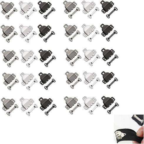 30 pcs 3 Colors Hook and Bar Fasteners for Trousers, Sewing Hooks and Eyes Closure fastenings for Skirt Dress Bra Sewing DIY Crafting...