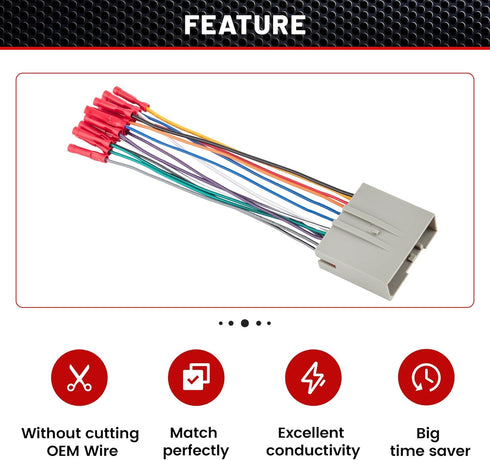 RED WOLF Radio Harness Compatible with Ford 2003-Up F150 Focus Explorer Lincoln MKX for 2006-2008 Hyundai Sonata Install Aftermarket Stereo Power ...
