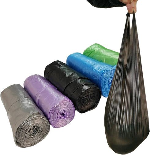 4 Gallon/100pcs Small Trash Bags, Fangkun Small Garbage Bags, Handle Rubbish Bags for Home, Office, Car/15 Liter/5 Rolls (Multi-color)...
