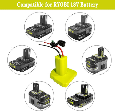 Power Wheel Adapter for Ryobi 18V Battery with 30A Fuse,With 12 Gauge Wire, Power Convertor for Rc Car, Robotics, Rc Truck,for Ryobi 18V P100 P102...