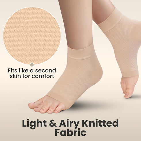 KEMFORD Ankle Compression Sleeve - Plantar Fasciitis Braces - Open Toe Compression Socks for Swelling, Sprain, Neuropathy, Arch Support for Men an...