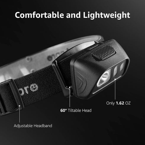 Lepro LED Headlamp Flashlights, 1500Lux Head Lamp with 6 Lighting Modes and Red Light, IPX4 Waterproof Headlamp for Camping Hiking Backpacking Fis...