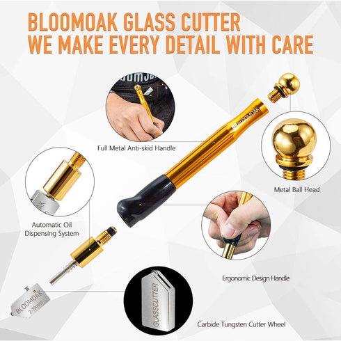 Professional Carbide Tungsten Alloy Handle Glass Cutter Tool with Range 2-20mm Professional Cutter for Thick Glass Mosaic and Tiles - Pencil Shape...