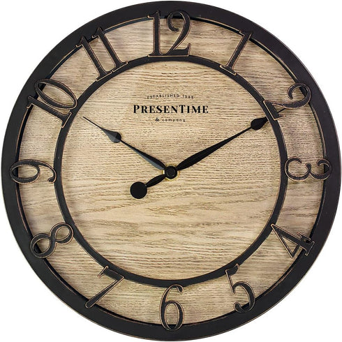 Presentime & Co 10" Farmhouse Series Wall Clock, Cottage Style, Vintage Design, Oil Rubbed Bronze...