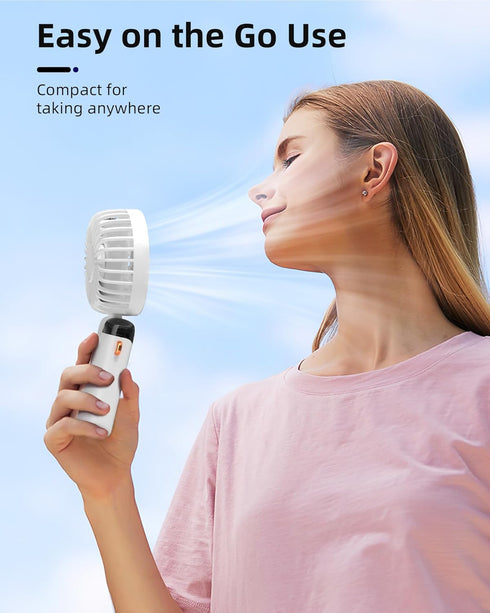 Koonie Portable Handheld Fan, Battery Operated Fan with Base, 8 Hours, Digital Display, 5 Speeds, 90° Ajustable, Rechargeable Mini Fan for Outdoor...