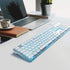 LANGTU LED Computer Keyboard, USB Wired Keyboard for Gaming and Office, All-Metal Panel 104 Keys Quiet Membrane Keyboard with Blue Backlit - L2 Wh...