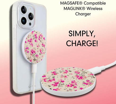Sonix Magsafe Charger | Compatible with MagSafe for iPhone 14/13/12 Series | Fast Magnetic Wireless Charger + USB-C 6.5ft Cable (Cottage Floral Pi...