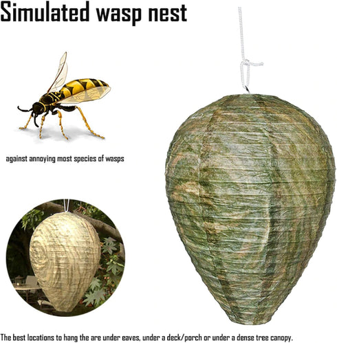 Outward Creations Wasp Nest Decoy - 3 Pack - Hanging Wasp Repellent and Deterrent- Safe Fake Trap...