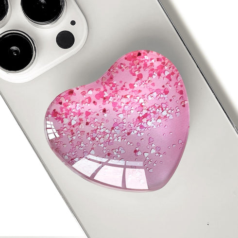 Expandiing Moblile Cell Phone Grip Heart Shape Glass Holder for Smartphones, Cellphone Collapsible Stand? Pink Red...