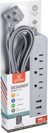 Globe Electric Designer Series 6-ft 3-Outlet USB Surge Protector Power Strip, 2x USB-A Ports, 1x USB-C Port, Right Angle Plug, Gray, 78551...
