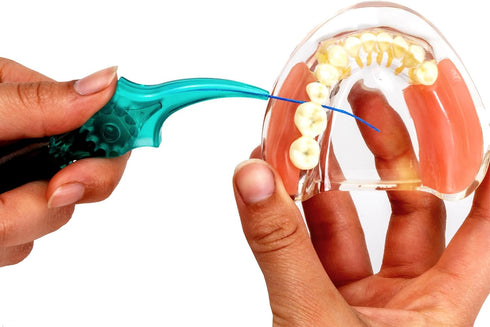 Interdental Threading System with Threadable Proxy Brush Inserts, for Flossing Under Bridges, Implants, Orthodontic Wires and Other Hard-to-Reach ...