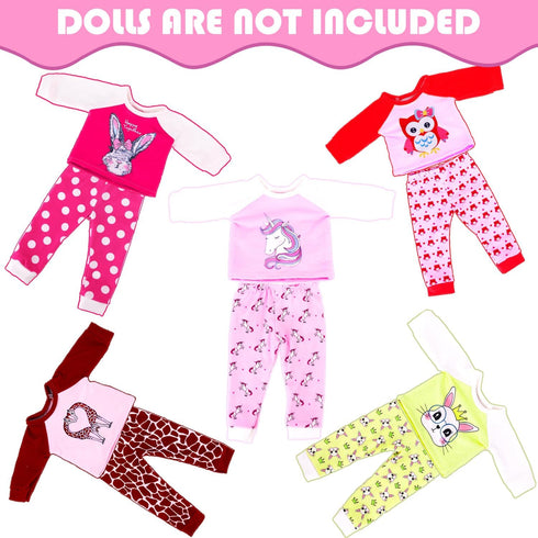 ZITA ELEMENT 5 Sets Baby Doll Clothes Outfits Casual Wear for 14-18 Inch Doll, Doll Clothes for Alive Doll 10 Pcs Baby Doll Accessories for Baby D...