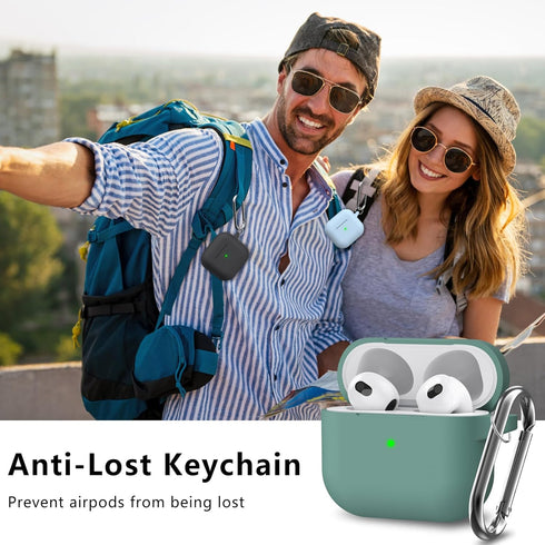 AirPods 3rd Gen Case Cover with Cleaner Kit,Soft Silicone Protective Case for Apple AirPods 3rd Generation Charging Case with Keychain,Shockproof ...
