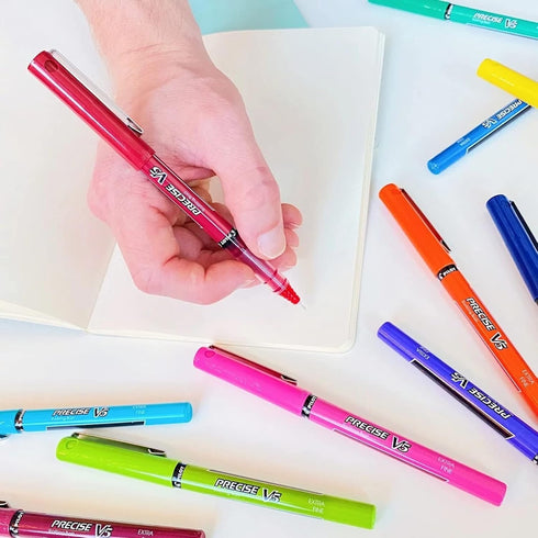 Pilot, Precise V5 RT Refillable & Retractable Rolling Ball Pens, Extra Fine Point 0.5 mm, Blue, Pack of 8...