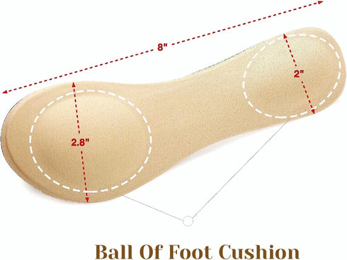 CB 4-Pairs of Cloth Surface Sponge Inserts Invisible Slim Lightweight Insoles Liners, Ball of Foot Pain Relief Cushion, Barefoot Support, 3/4 Leng...