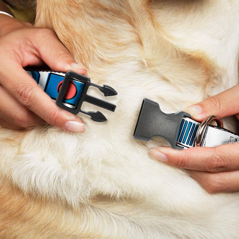 Star Wars Pet Collar, Dog Collar Plastic Buckle, Star Wars R2D2 Bounding Parts White Black Blue Gray Red, 11 to 16.5 Inches 1.0 Inch Wide...