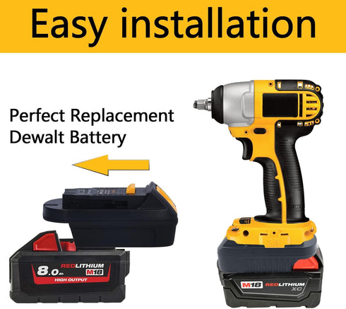 for Milwaukee to Dewalt Battery Adapter, for Milwaukee M18 18v Lithium Battery Convert to Dewalt 18v-20v Lithium Batteries, Converter MIL18DL Use ...