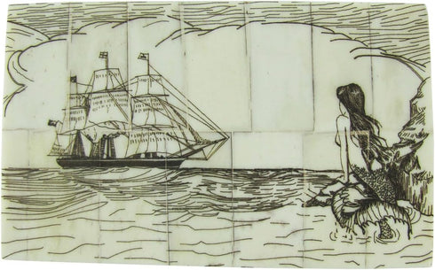 Fake Reproduction Scrimshaw Art Bone Mermaid Nautical Jewelry Box Treasure Chest...
