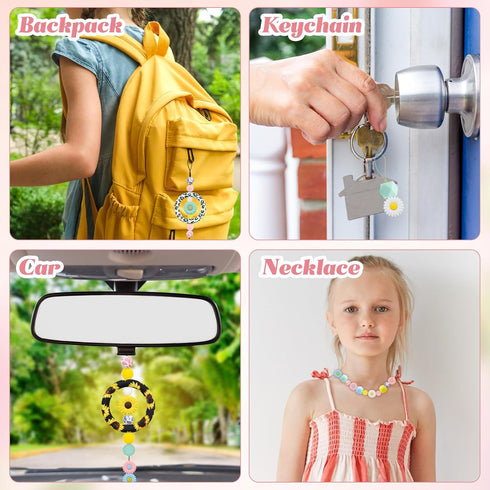 ZOCONE Silicone Beadable O Rings 65mm Silicone Bead Ring Round Silicone Bead Loop with Silicone Focal Bead for DIY Necklace Keychain Car Charm Jew...