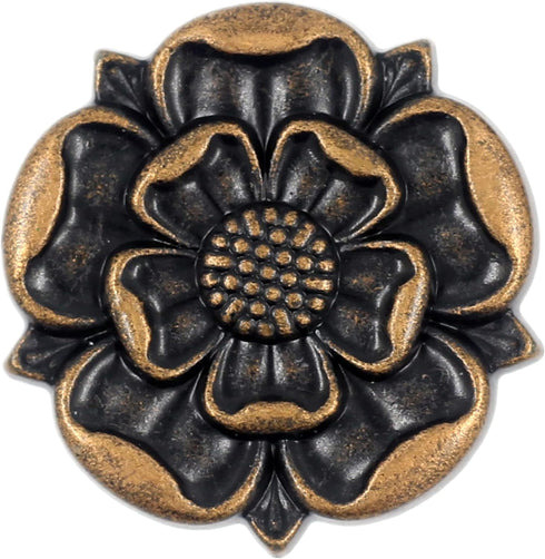 Bezelry 10 Pieces Tudor Rose Metal Shank Buttons. 25mm(1 inch) (Antique Copper)...