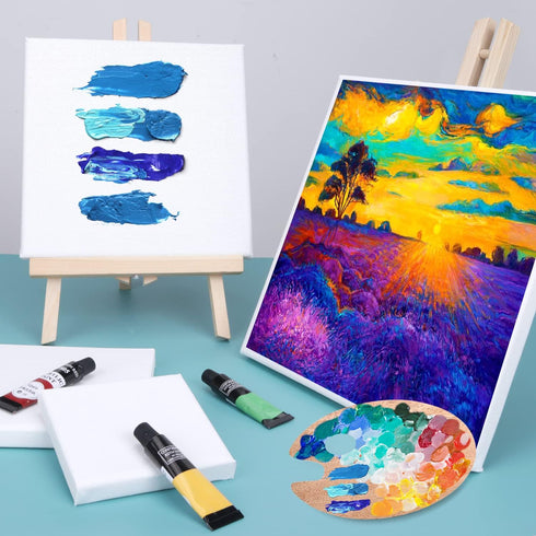 4 Packs Square Canvases for Painting with 4"x 4", 6"x 6", 8"x 8", 10"x 10", Painting Canvas for Oil & Acrylic Paint...