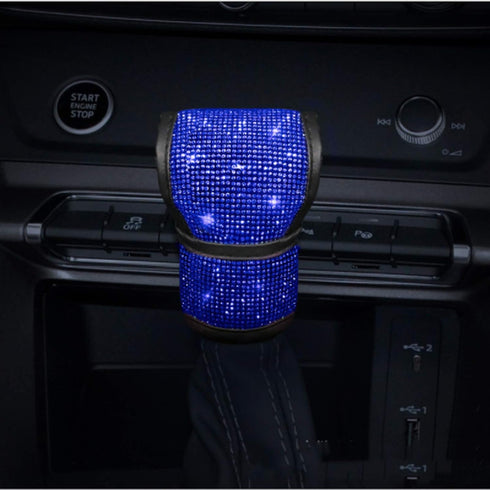 Bling Bling Auto Shift Gear Cover, Leather Auto Gear Shift Knob Cover with Crystal Glitter Bling Rhinestones for Girls,Lady Universal Fit (Blue)...