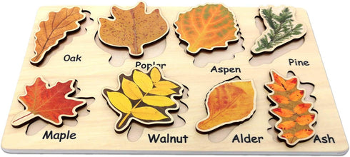 Leaf Wooden Jigsaw Puzzles Educational Learning Stem Toys Boys Girls Birthday Gift Colorful Shape...