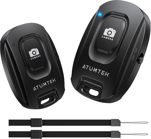 ATUMTEK Camera Remote Shutter for iPhone and Android Smartphones (2 Pack), Wireless Phone Remote Control Selfie Button for Photos and Videos (Blue...