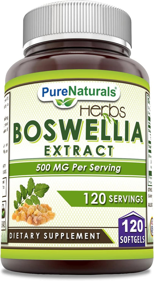 Pure Naturals Boswellia Extract | 500 Mg | 120 Softgels Supplement | Non-GMO | Gluten Free...